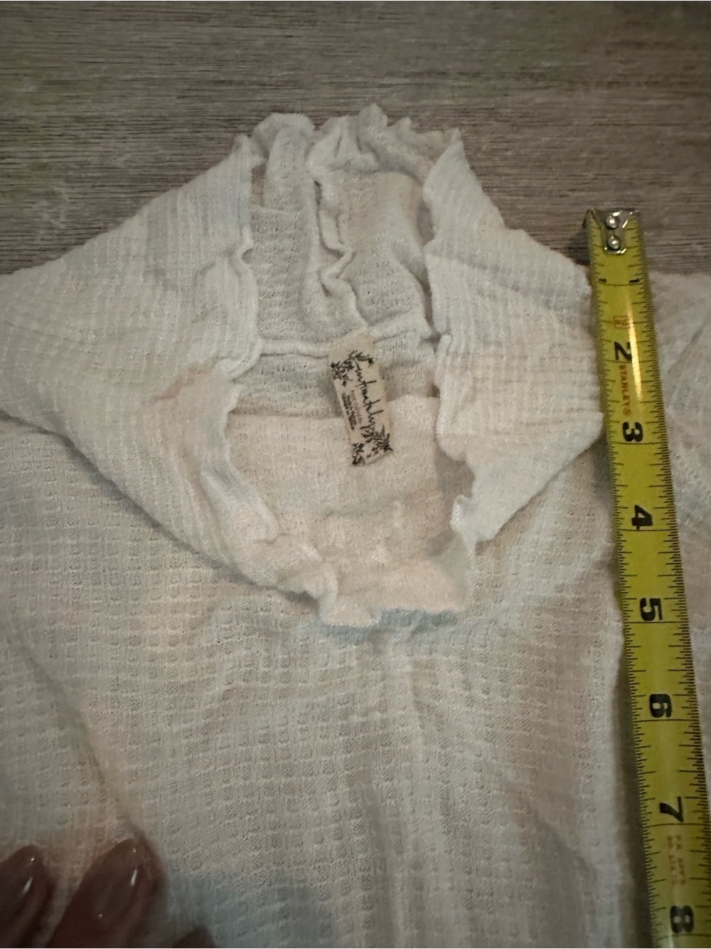 Free People Cream Ruffle Mock Neck Long Sleeve Top